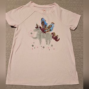 Cat & Jack Girls Flip Sequin Seashell Short Sleeve Graphic T-shirt, Size…